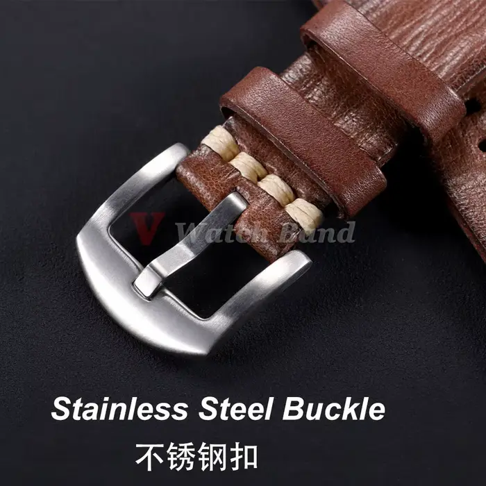Bracelet de montre en cuir de vachette vintage 18mm 20mm 22mm 24mm pour Samsung