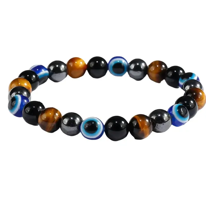 Bracelet symbolique en pierre de protection et de richesse pour femmes et hommes, cadeau d'anniversaire, bijou d'amitié, design ethnique, pierre principale oeil de tigre