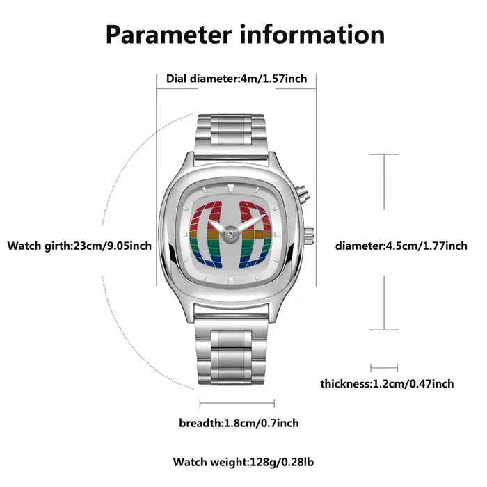 Montre à Quartz rouge couleur carré Y2K pointeur numéro double affichage en acier personnaliser mont