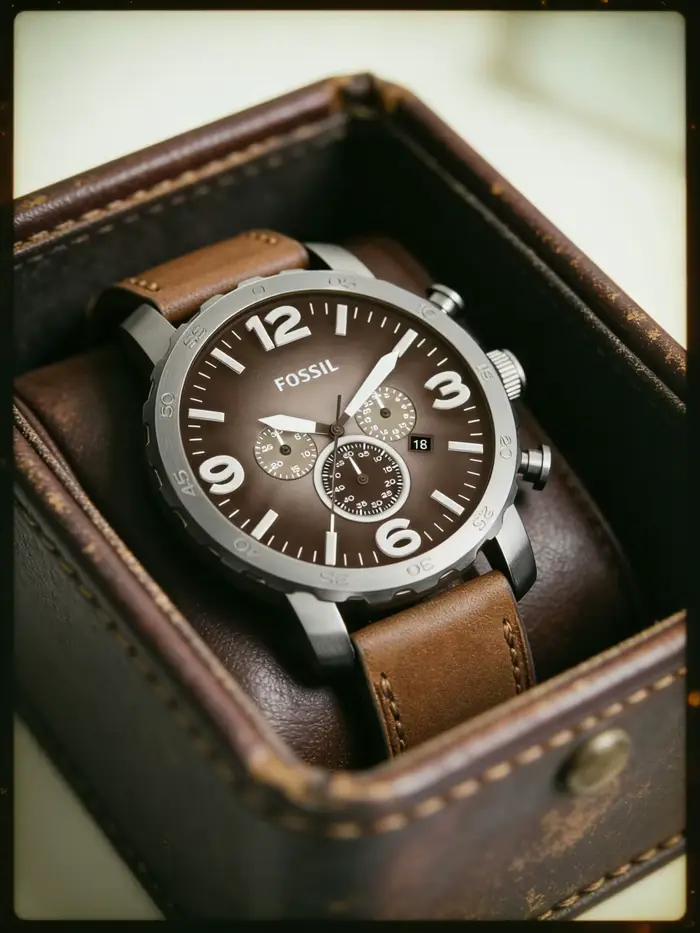Montre chronographe surdimensionnée en acier inoxydable fumé à quartz pour homme grandes occasions spéciales et aventures