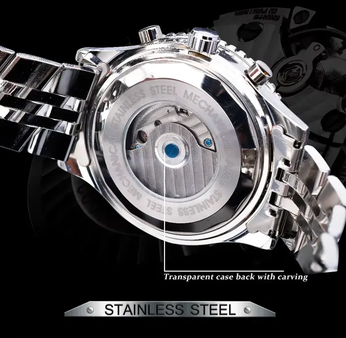 Montre Jaragar 034 Affaires Automatique Boîtier Acier Inoxydable Bracelet Pilote Militaire Occasions Spéciales