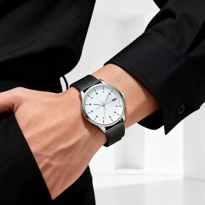 Top marque hommes montre Simple analogique Quartz montres pour homme métal maille ceinture mode affaires mâle horloge cadeau reloj hombre