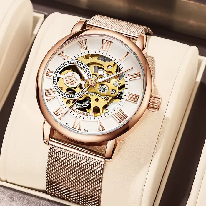 ORKHR-Montre-bracelet mécanique automatique creuse pour femme, montres de luxe pour femme, diamant e