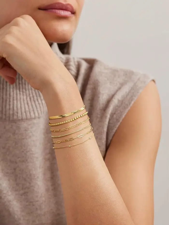 Ensemble de bijoux plaqués or 14 carats pour femme