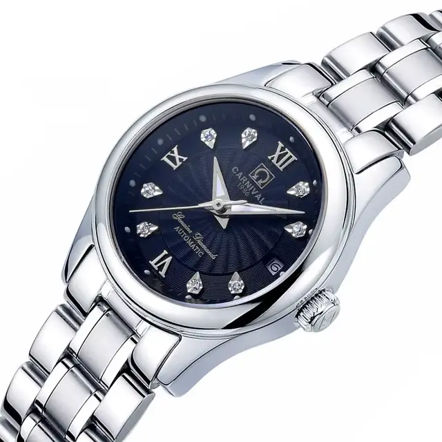 CARNAVAL-Montre habillée en saphir pour femme, montres-bracelets mécaniques à mouvement automatique,