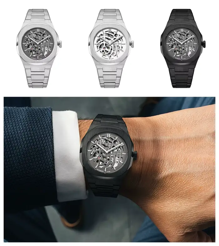 Montre Homme Luxe Haut de Gamme 2026 Saphir Acier Inoxydable Squelette Phase de Lune Mouvement Automatique Classique