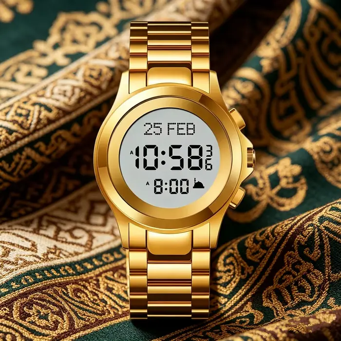 Montre islamique Azan, alarme de prière en arabe et en anglais