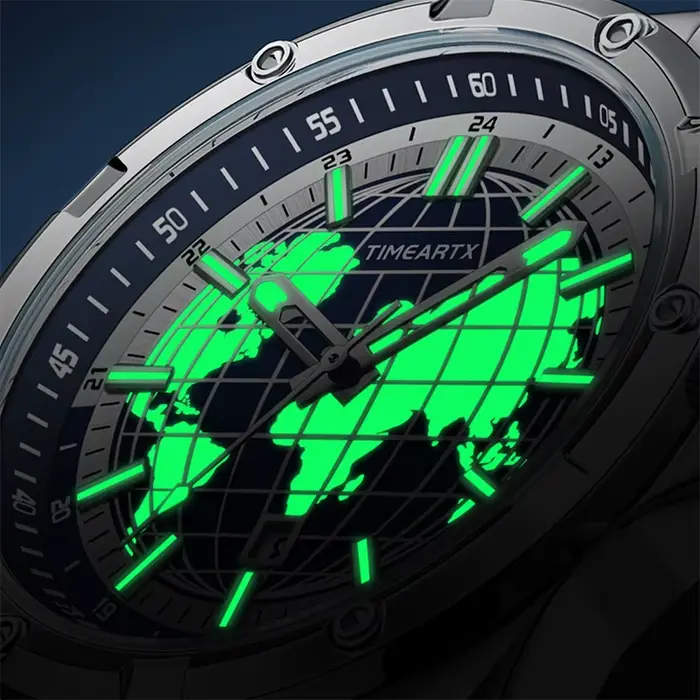Montre pour homme avec cadran carte du monde