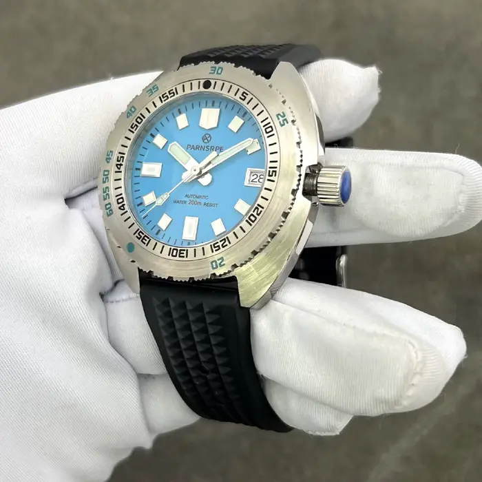 Montre de plongée tortue automatique PARNSRPE pour hommes, résistante à l'eau, avec lunette unidirectionnelle, mouvement automatique, bracelet en silicone, pour plongeurs et aventuriers
