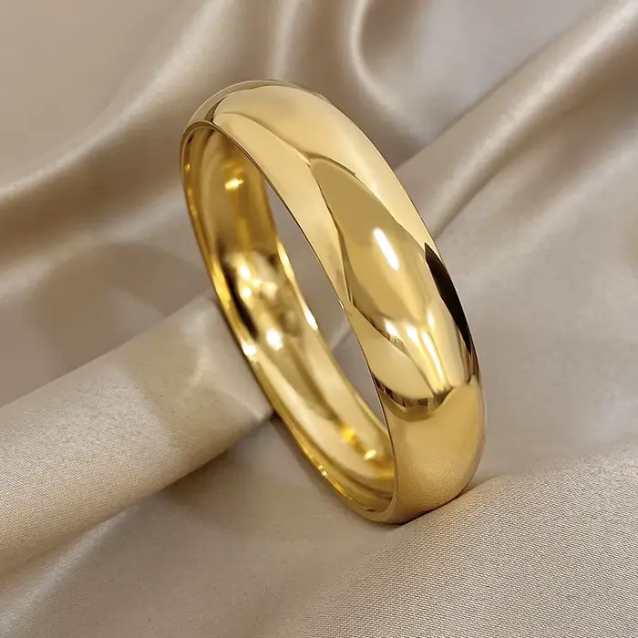 Bracelet en acier inoxydable plaqué or brillant pour femmes et hommes