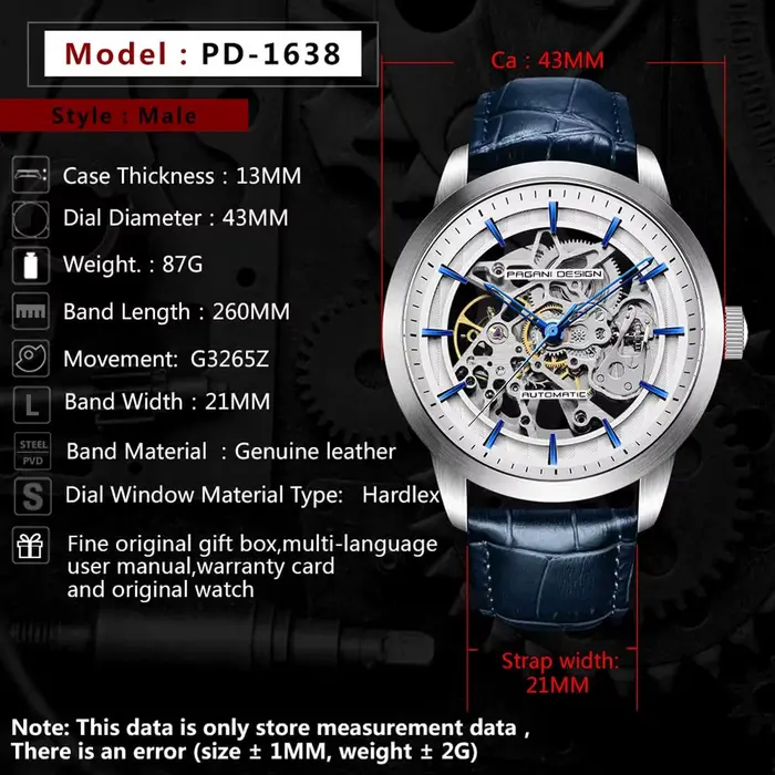 Nouvelle montre homme PAGANI DESIGN montre mécanique antique automatique avec mouvement à remontage automatique et bracelet en cuir pour homme ocassions formelles et cadeaux