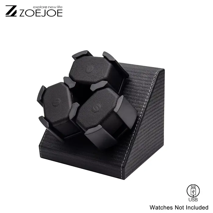 ZOEJOE 3 Remontoir de montre automatique alimenté par USB, boîte de présentation de montre à rotatio