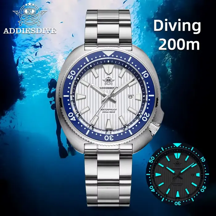 ADDIESDIVE nouvelle montre de plongée AD2507 200m étanche lunette en céramique BGW9 lumineux japonais Quartz saphir