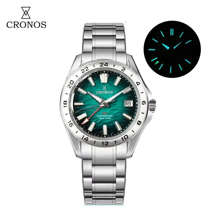 Cronos GS 39mm Texture cadran mécanique hommes montre NH34 automatique mécanique bulle saphir verre