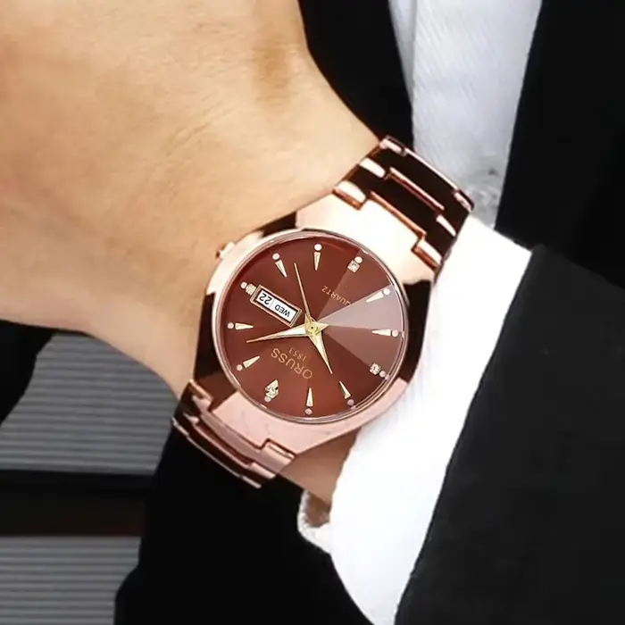 Montre-bracelet à quartz étanche en acier inoxydable pour homme