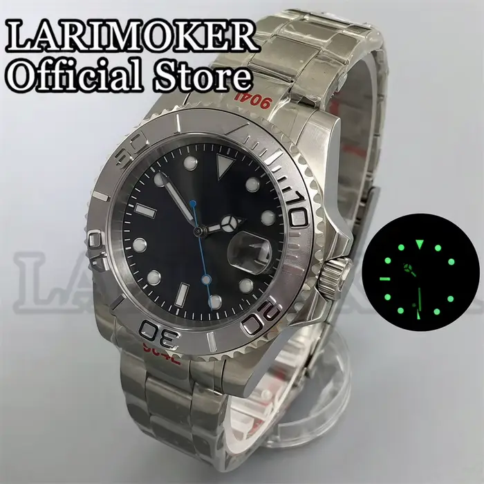 LARIMOKER-Montre Mécanique en Acier Inoxydable pour Homme, Cadran Noir, Boîtier Vert Shoe, Mouvement