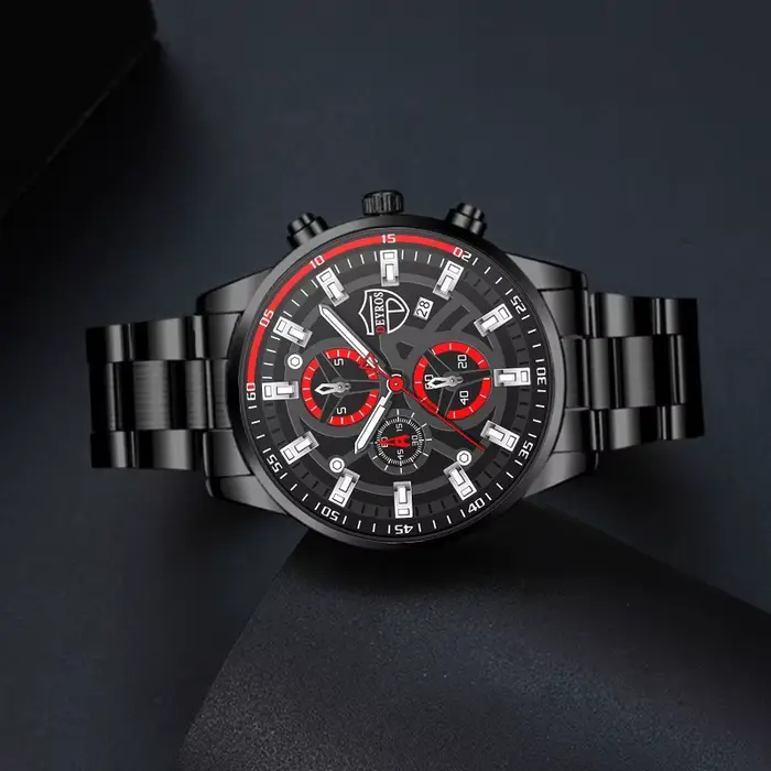 Montre de sport à quartz noire pour homme