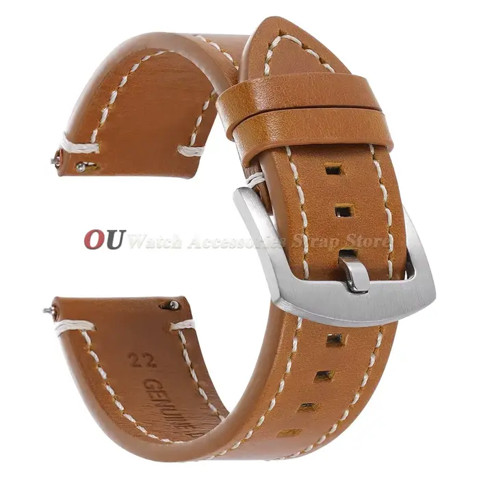 Bracelet de montre vintage en cuir huilé ciré 20mm 22mm pour Seiko pour Omega, marron, à dégagement