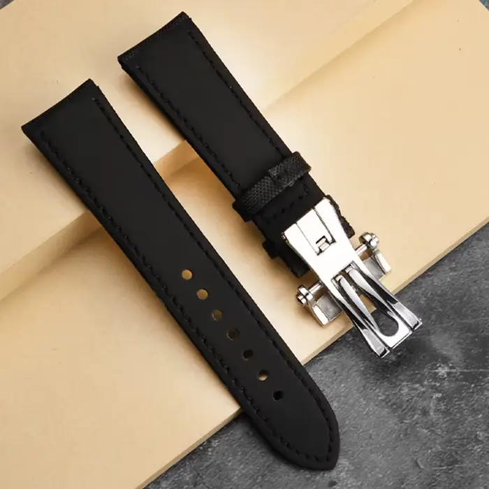 Bracelet de montre inférieur en cuir et toile de haute qualité