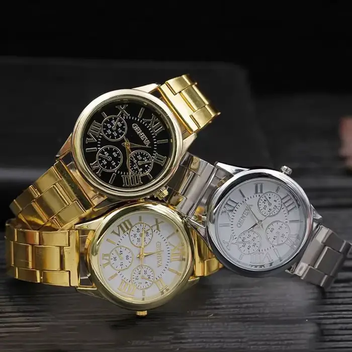 Montre genève à Quartz en acier inoxydable pour femmes