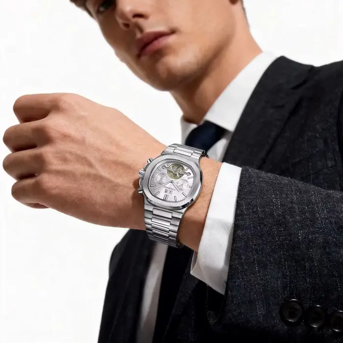 Montre mécanique automatique squelette carrée Forsining pour homme