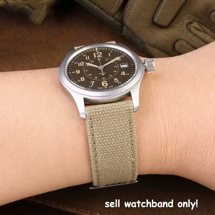Bracelet de montre en toile pour Hamilton kaki/aviation/camp sports de plein air nylon +