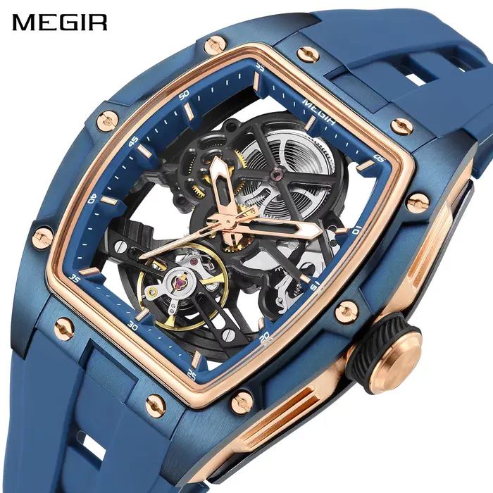 MEGIR marque de luxe montre de Sport pour hommes montres mécaniques en Silicone creux mouvement entièrement automatique montre-bracelet lumineuse horloge 2242