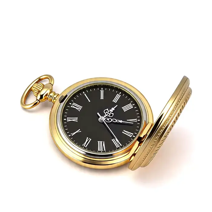 Montre de poche vintage pour homme, cadran noir à chiffres romains, montre de poche à quartz, montre
