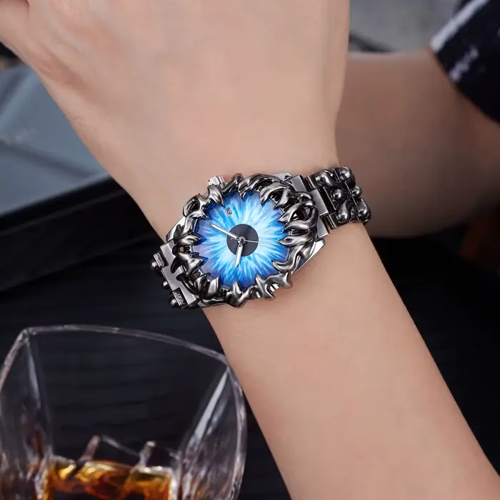 Montre à quartz pour homme avec cadran œil-de-chat