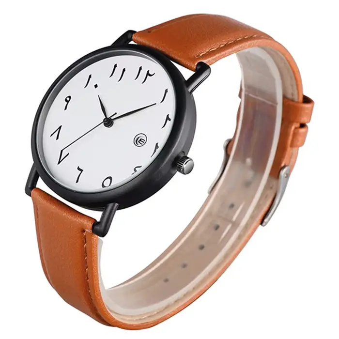 Montre-bracelet en cuir de luxe pour hommes