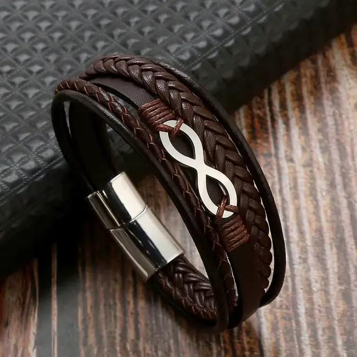 Bracelet en cuir multicouche pour hommes