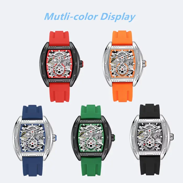MEGIR mécanique montre pour hommes horloge mode 44MM cadran mouvement automatique lumineux étanche Sport