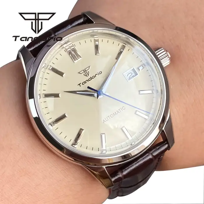 Montre Tandorio Double Dôme Saphir NH35 Mécanique Hommes Plongeur Occasions Spéciales Elégante Robuste Quartz Argent Brun Or Rouge