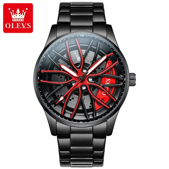 Montres OLEVS pour hommes 360 °   Montre-bracelet à quartz pour homme en acier inoxydable, étanche, 