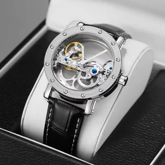 Relogio Masculino Forsining luxe haut marque montres pour hommes Transparent automatique horloges mécaniques en cuir