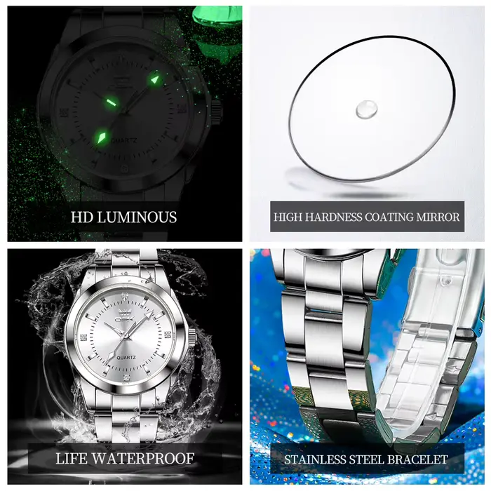 Montre-bracelet étanche entièrement argentée pour femme