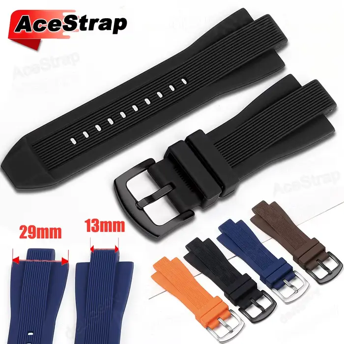 Bracelet de montre en Silicone à extrémité convexe 13mm x 29mm
