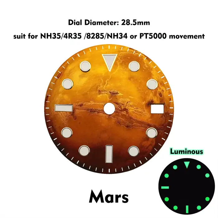 Cadran en acier inoxydable lumineux OUMASHI personnalisable pour mouvements NH35 4R35 8285 NH34 PT5000 montres occassions spéciales