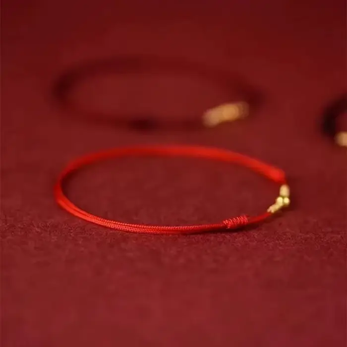 Bracelet tressé à la main en ULrouge pour femme, perle porte-bonheur en cuivre, accessoire de couple