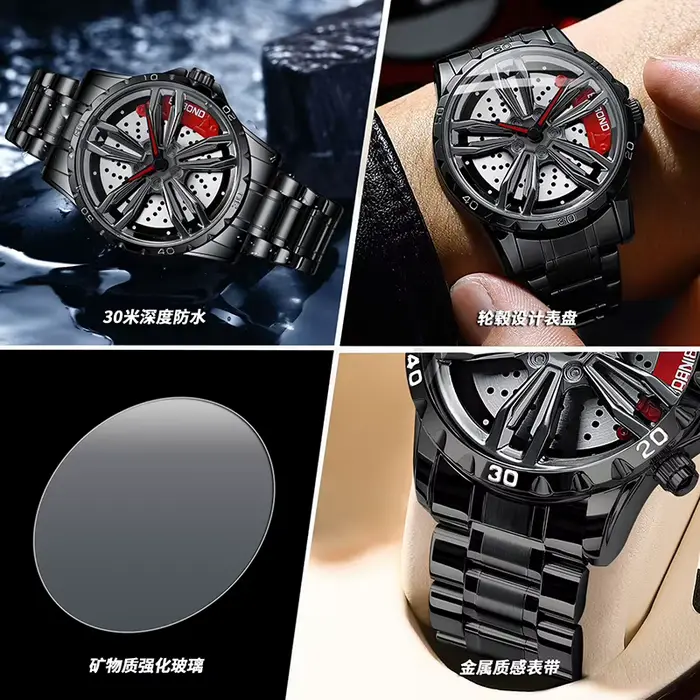 Montre mécanique creuse en acier inoxydable pour homme