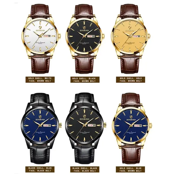 BINBOND Top marque de luxe montre de mode pour hommes étanche horloge homme Date Quartz montres bracelet en cuir