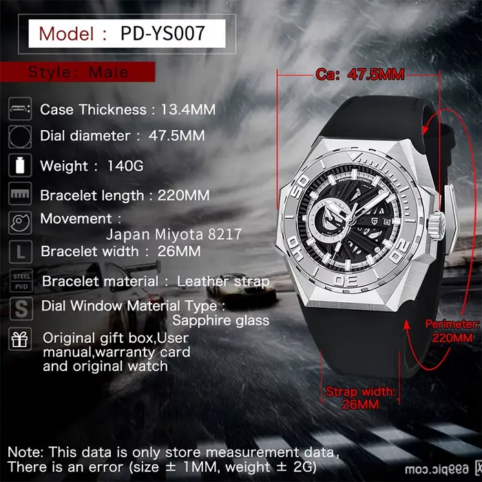 PAGANI DESIGN hommes montre-bracelet mécanique haut de gamme 100M étanche squelette montres automatiques de luxe montre