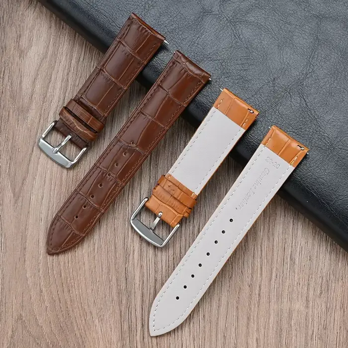 Bracelet de montre en cuir véritable pour hommes et femmes