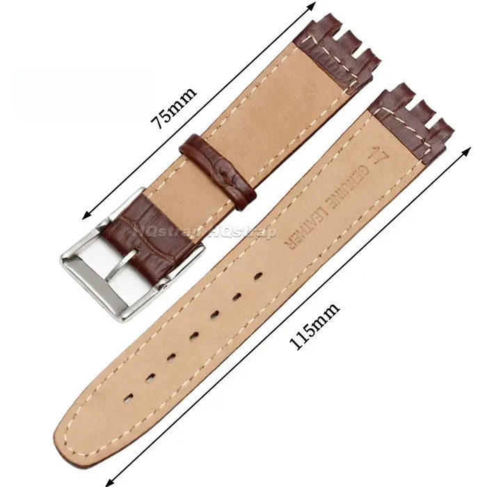 Bracelet en cuir véritable HQstrap pour montres traditionnelles hommes femmes largeur 17mm 19mm cuir noir jaune vert bleu de charbon occasions sport élégantes