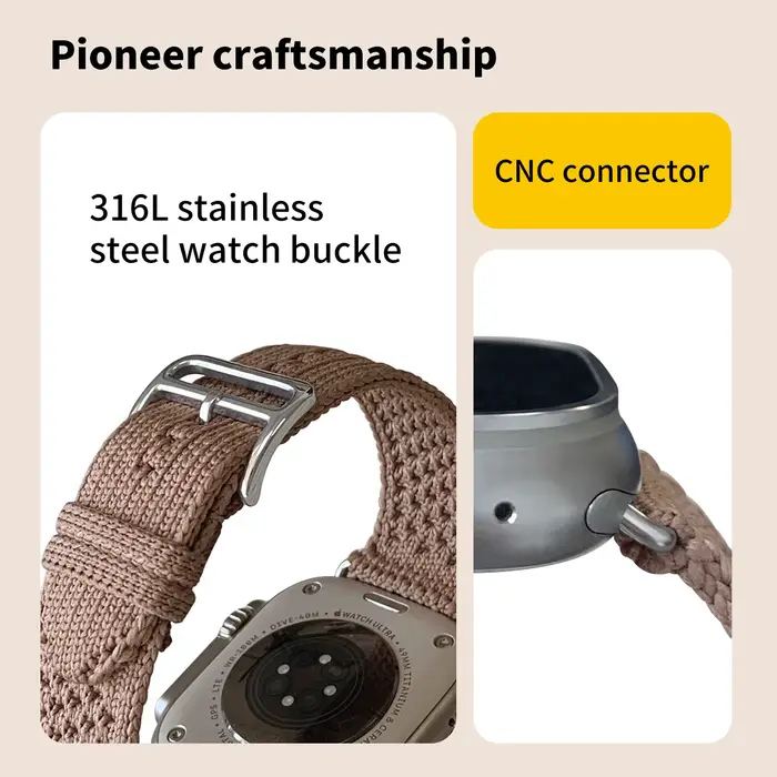 Nouveau Bracelet Kebitt Tricot Single Tour Bleu Jean Beige De Weimar pour Apple Watch Ultra2 10 9 8 7 6