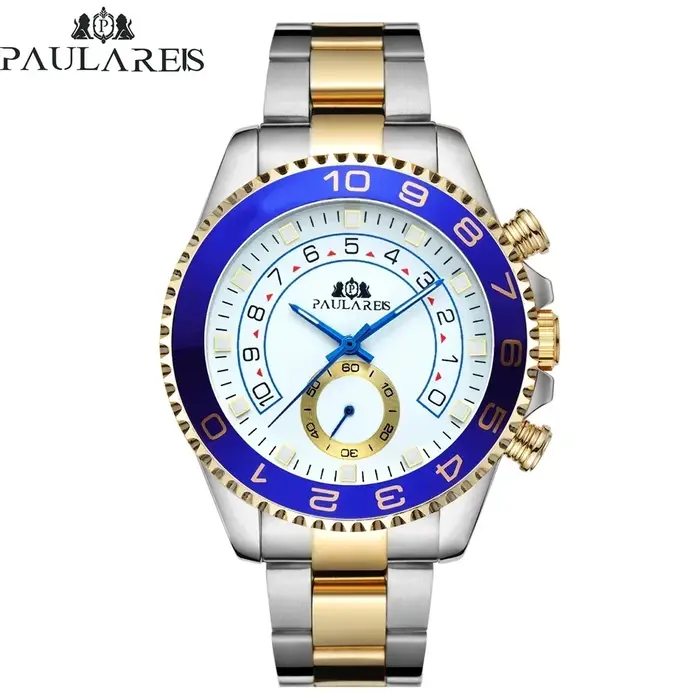 Montres automatiques pour hommes mécanique auto vent acier inoxydable décontracté or bleu maître affaires Reloj Hombre luxe