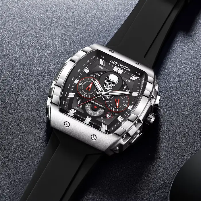 Montre homme LIGE, cadran squelette