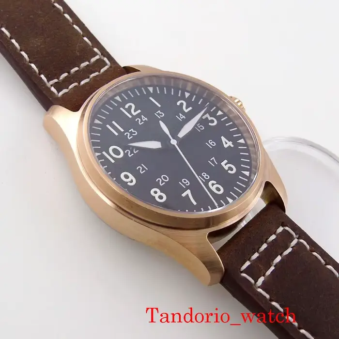 Montre automatique pour homme Tandorio Japan NH35A PT5000 en bronze massif CuSn8