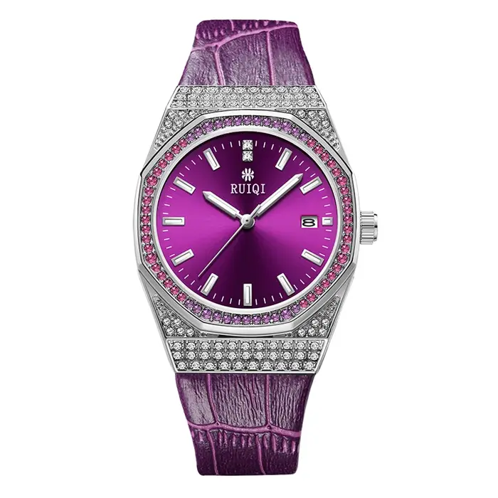 Nouveau Style Violet haut de gamme dames montre-bracelet de luxe diamant étanche lumineux montre pour femme
