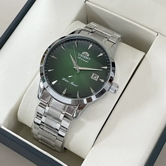 Montre automatique pour hommes Orient, bracelet en acier inoxydable à cadran noir, montre-bracelet d